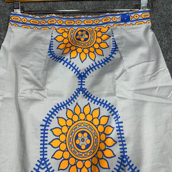 Plenty by Tracy Reese Skirt Womens 2 Pencil Gray Cotton Orange Print Back Zip Ve - Picture 3 of 9